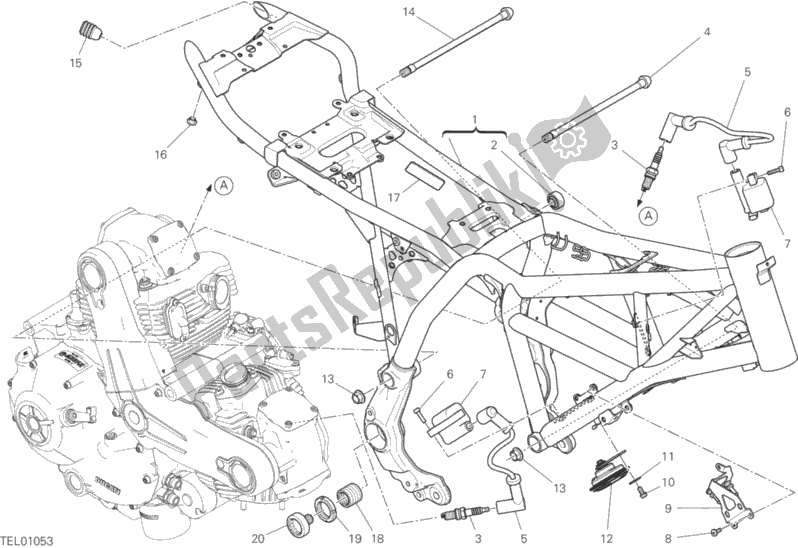 Todas as partes de Quadro, Armação do Ducati Scrambler Desert Sled 803 2017